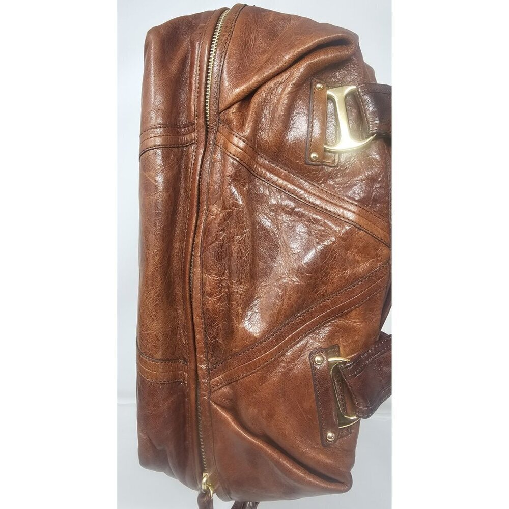 Kooba Leather Hadley Satchel Brown Shoulder Bag Crossbody Y2K Excellent - Picture 2 of 11